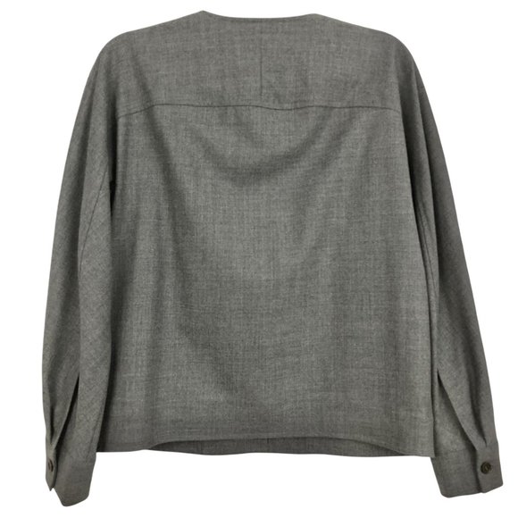 COS Lightweight Wool Shirt Jacket Size 4 Grey Button Up Collarless Shacket - Picture 2 of 9